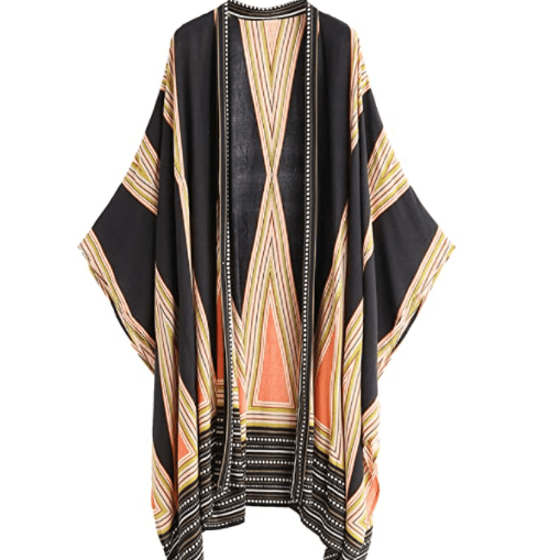 black and beige amazon kimono