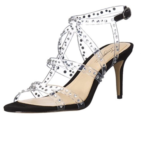 3.25 inch heel with clear studded straps
