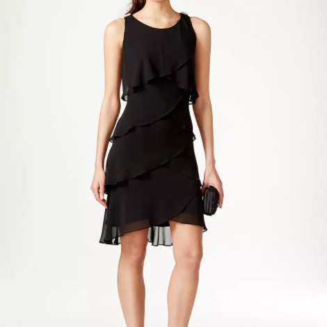 Black sleeveless ruffled dress 1