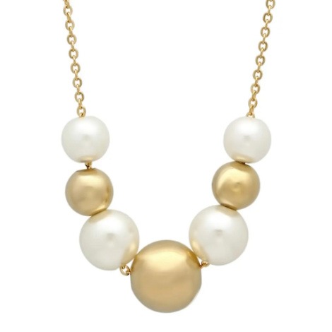 gold and white ball necklace