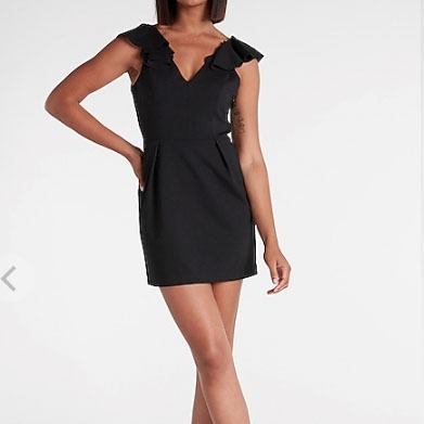 Ruffle shoulder mini dress in black_1