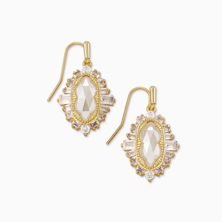 Kapri Gold Drop Earrings in Lustre Glass