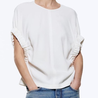 RUCHED SLEEVE BLOUSE