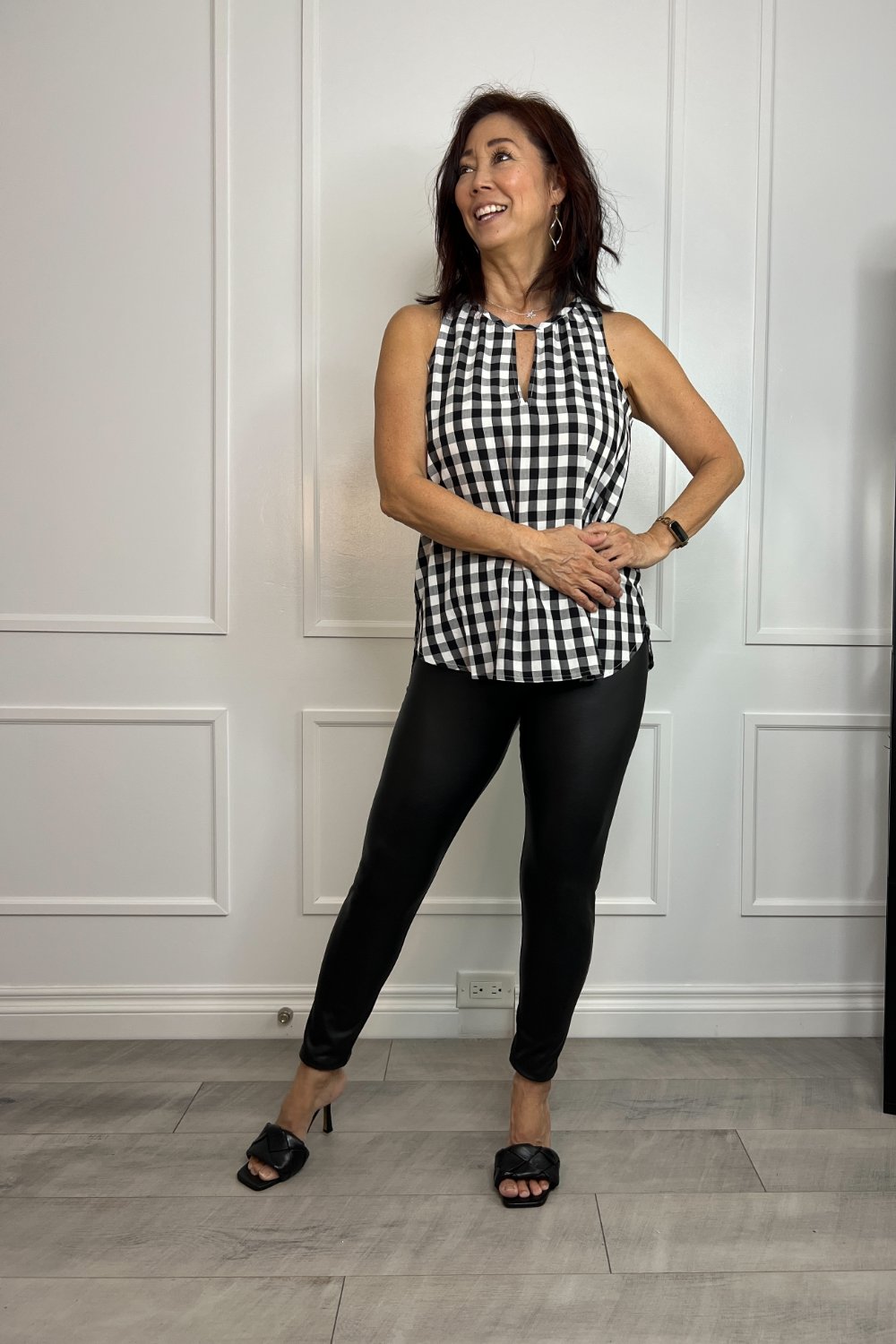 cool clothes for work on any hot summer day in black and white gingham