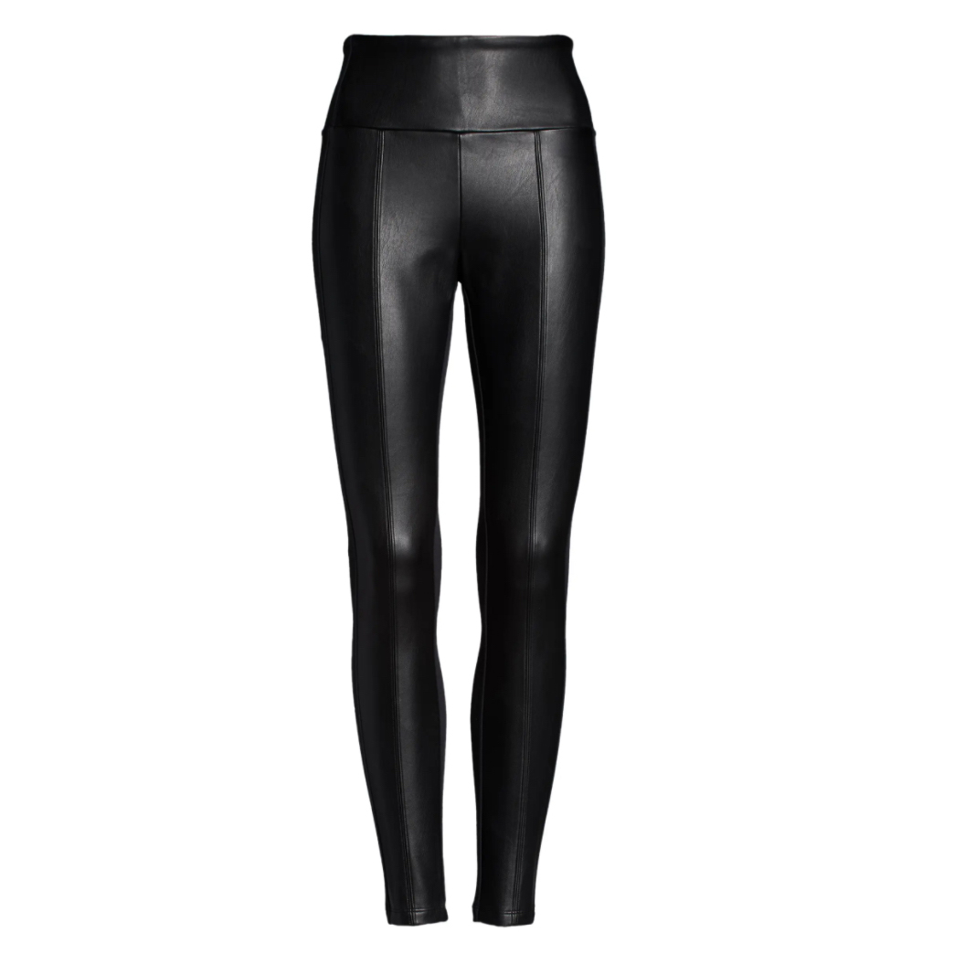 High Waist Faux Leather Hybrid Leggings ZELLA