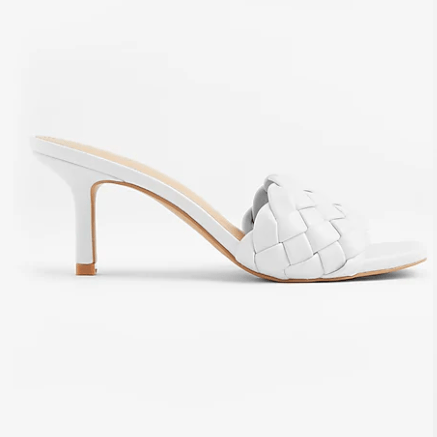 Quilted Slide Heeled Sandal White