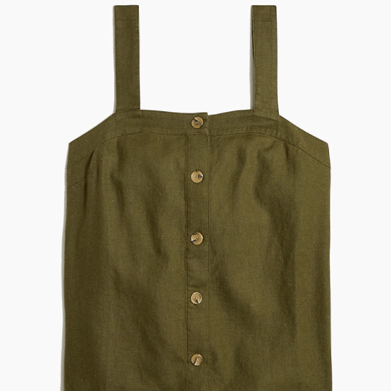 linen blend button front tank j crew factory