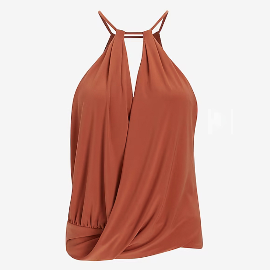 Surplice Cutout Halter Cami