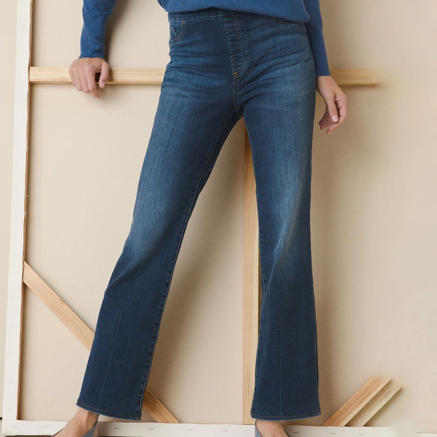 Denim Slim Pull-On Boot-Cut Jeggings