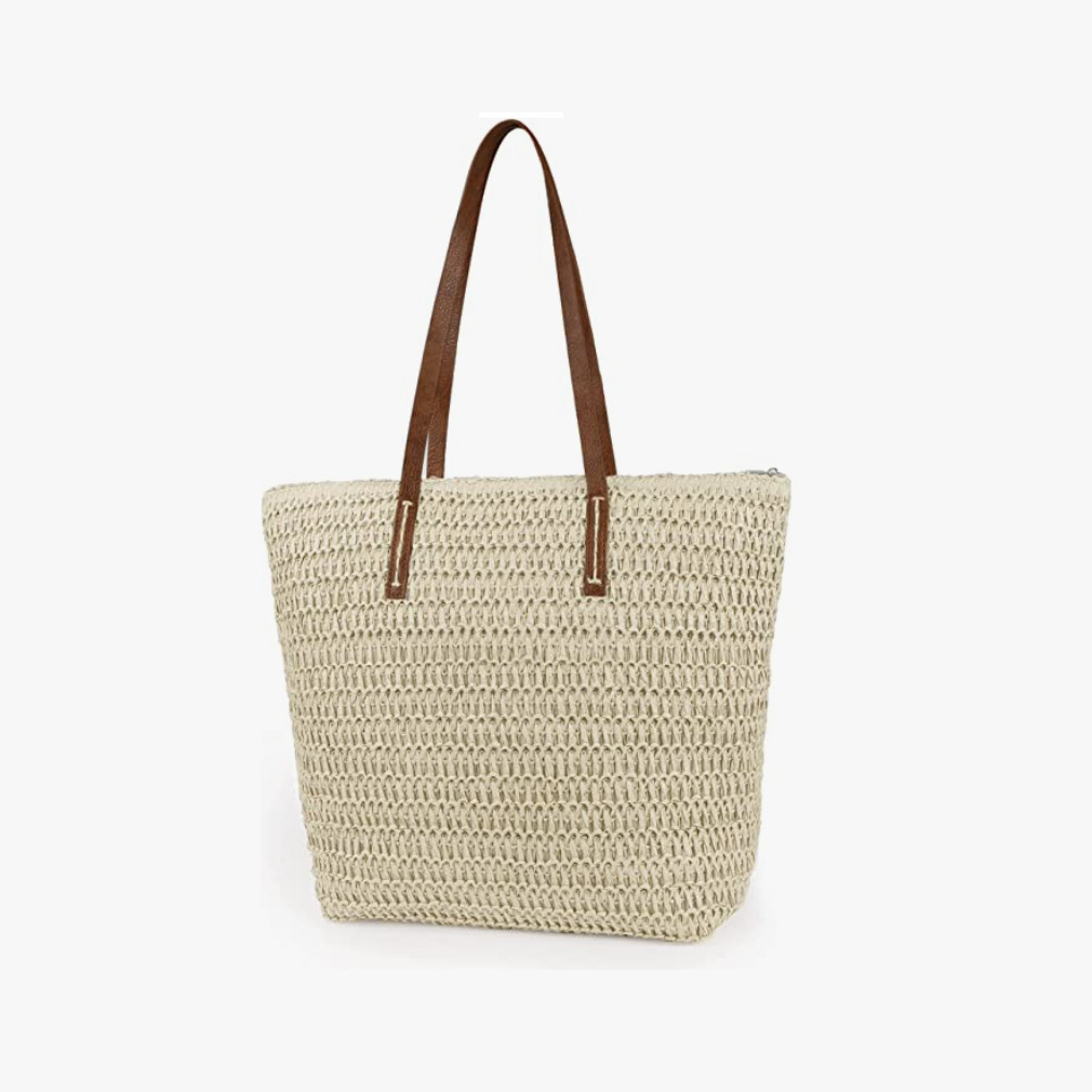 Large Straw Beach Tote Bag