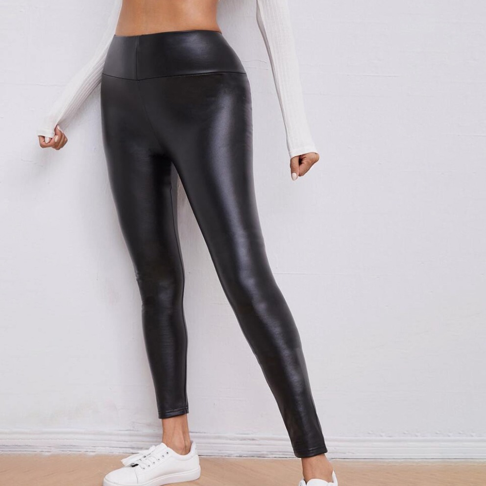 SHEIN BAE Solid Skinny PU Leather Pants